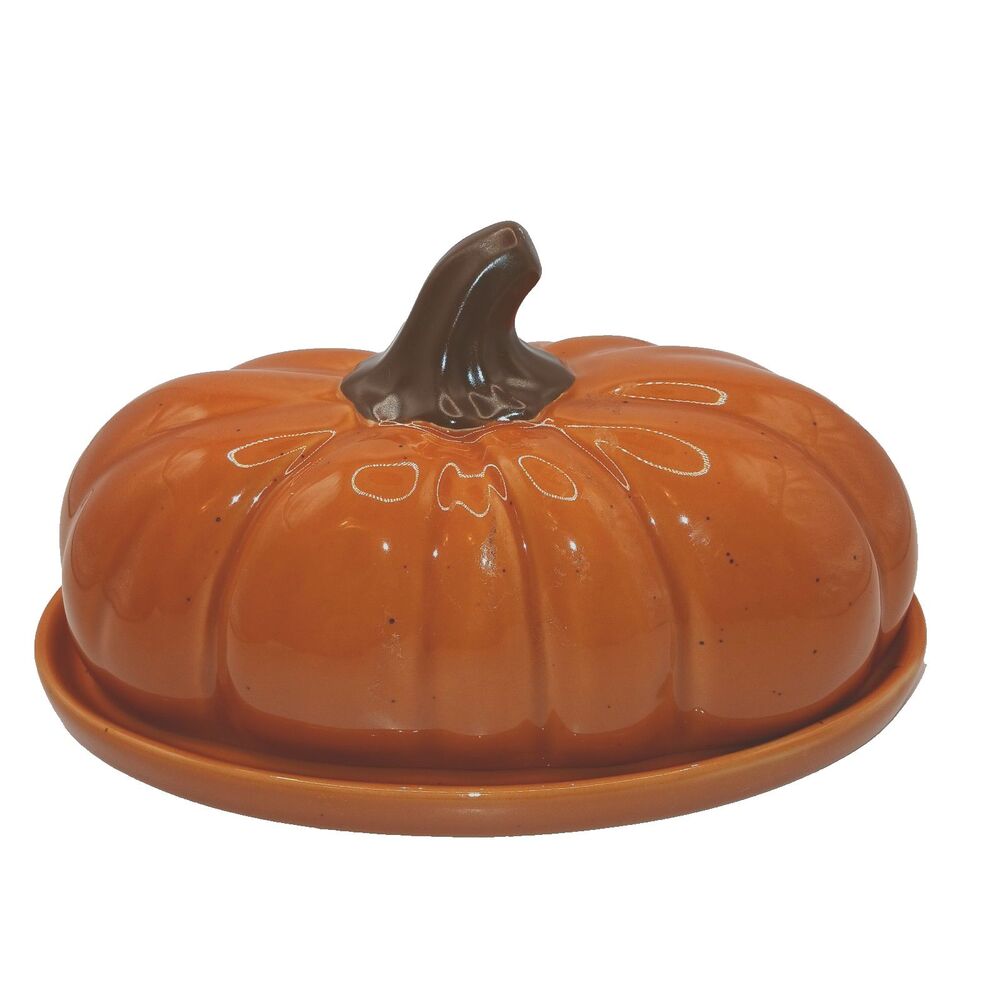 Celebrate Together Pumpkin Butter Dish with Lid Ceramic Orange Speckled Glaze
